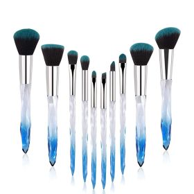 Makeup Brushes Set Crystal Handle - 10pcs Colorful Diamond Cosmetic Kabuki Brushes Foundation Concealer Face Powder Eye Shadows Highlight Brush K