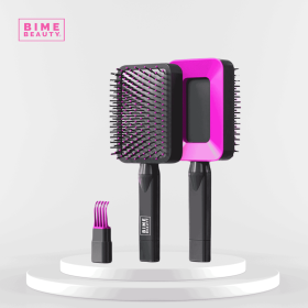 3D Self-cleaning Deluxe Rectangular Hair Brush (Color: Rose Red)