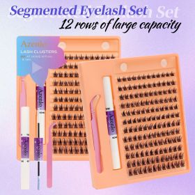 Eyelash Extension Kit Single Box 144 Pieces Eyelash Cluster Kit Eyelash Bonding and Sealing Waterproof Eyelash Tweezers DIY Eyelash Extension Kit (Color: black*20)