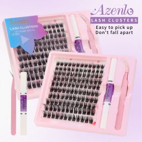 Eyelash Extension Kit Single Box 120 Pieces Eyelash Cluster Kit Eyelash Bonding and Sealing Waterproof Eyelash Tweezers DIY Eyelash Extension Kit (Color: Black)